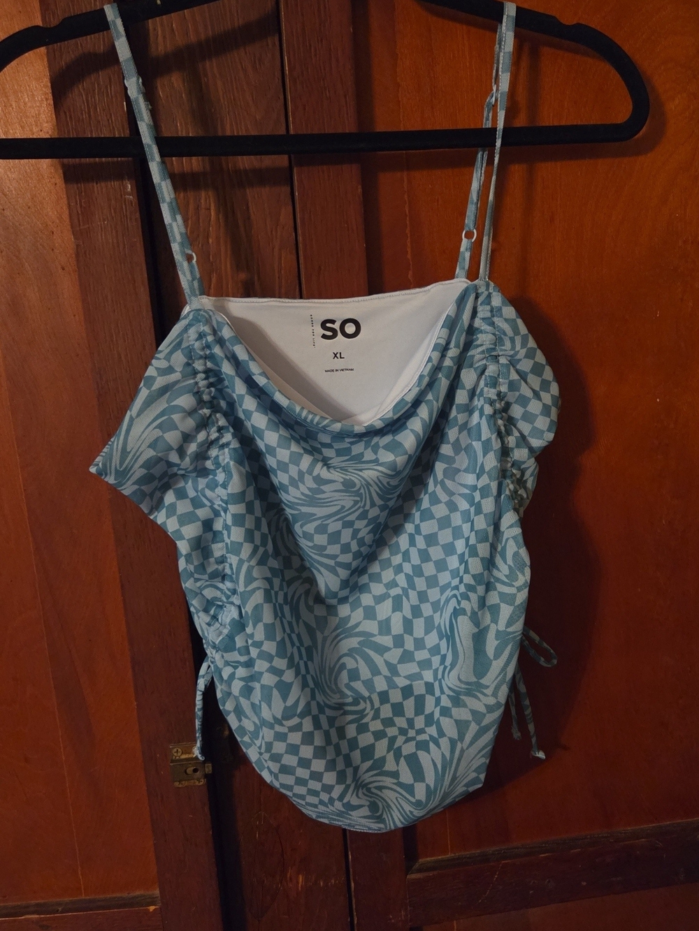 SO Light Blue Swirl Cowl Neck Camisole